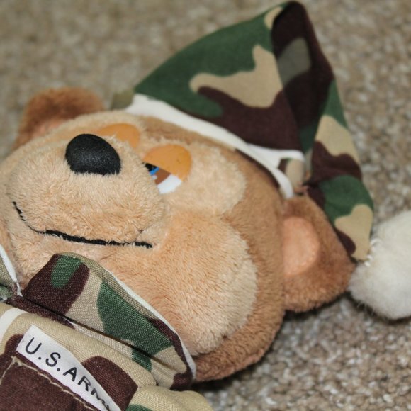 Travelodge Hotel US Army Sleepy Teddy Bear Plush Stuffed Animal Camo Toy 13" HTF - Picture 8 of 8
